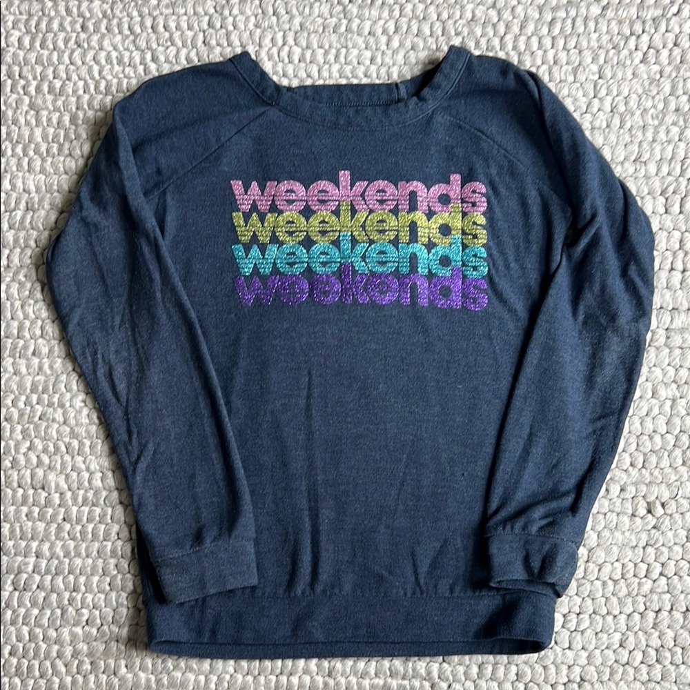 Weekend Vibes Girls Navy Sweater